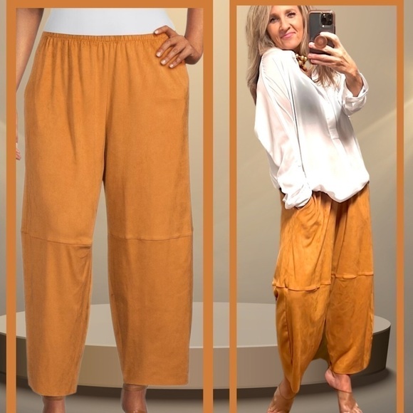 bryn Walker Pants - Bryn Walker,Oliver Faux Contemporary Suede Lantern Pants Miele, Size Small